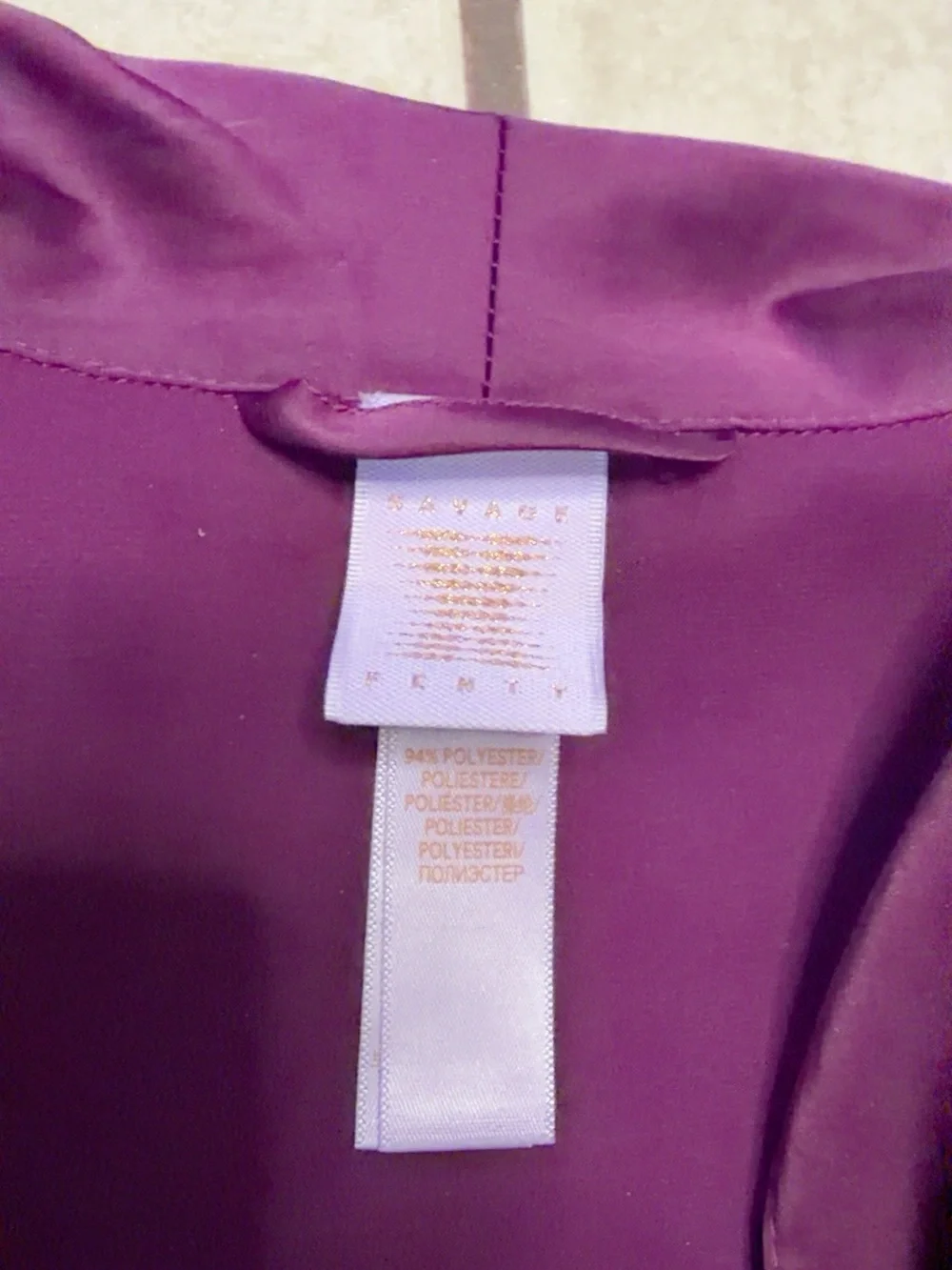 Savage X Fenty Purple Satin Smoking Jacket Robe Top Large